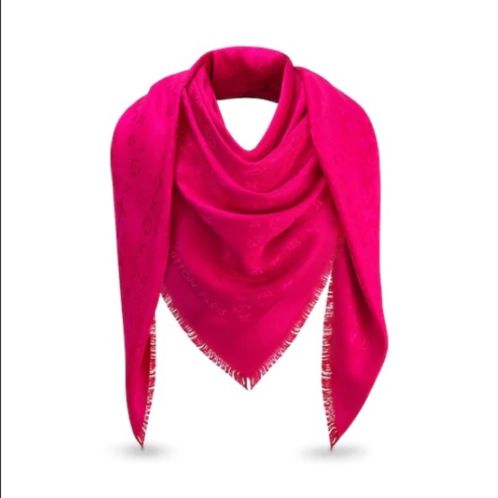 LV monogram shawl Strauss pink color